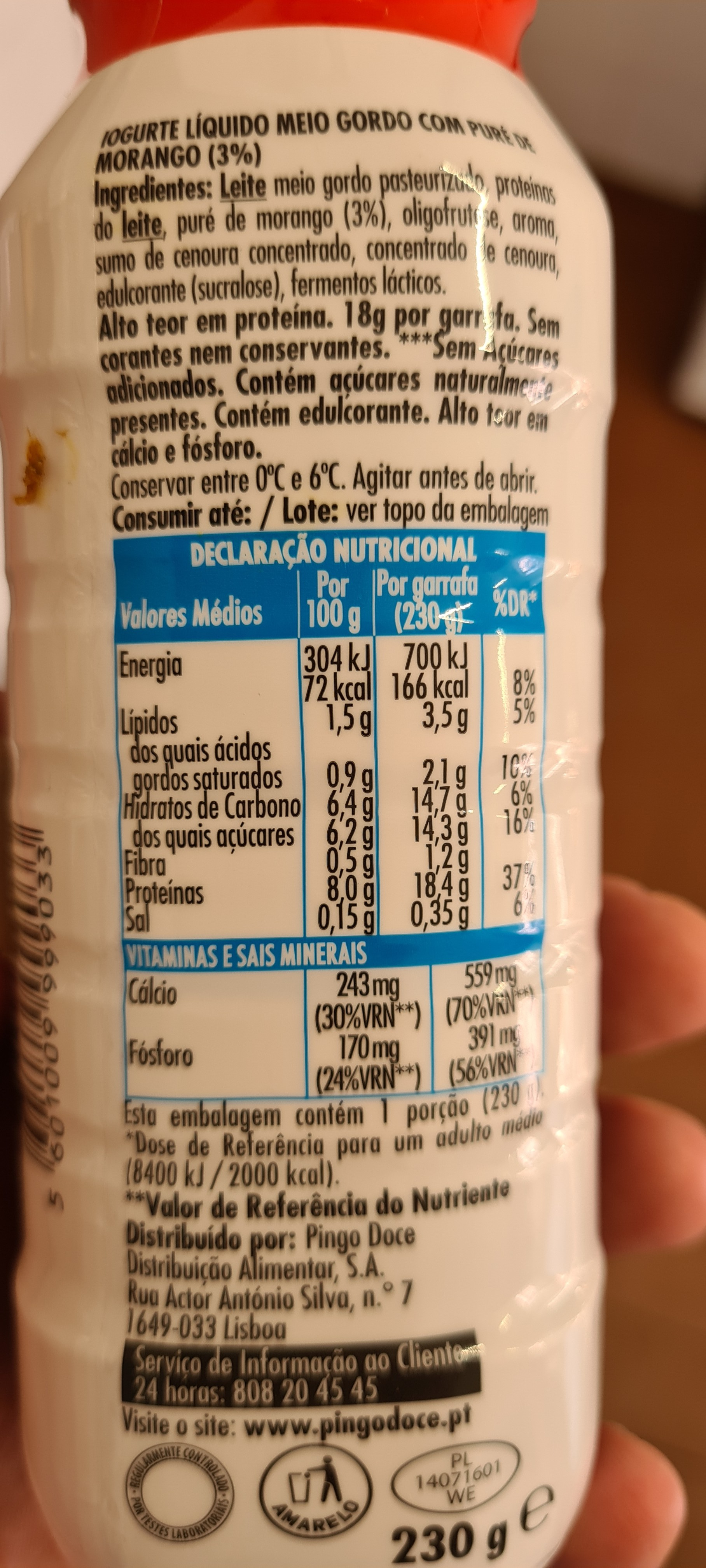 Iogurte Líquido com Alto teor em Proteína Morango