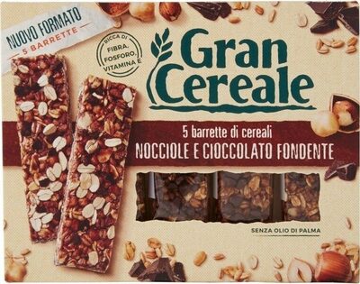 Barrette di cereali nocciole e cioccolato fondente