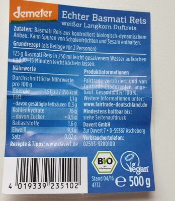 Basmati Reis weiß
