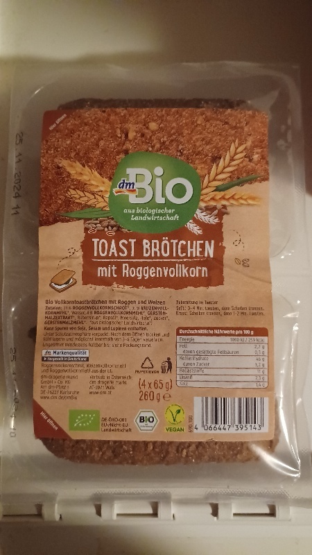 Toast Brötchen mit Roggenvollkorn