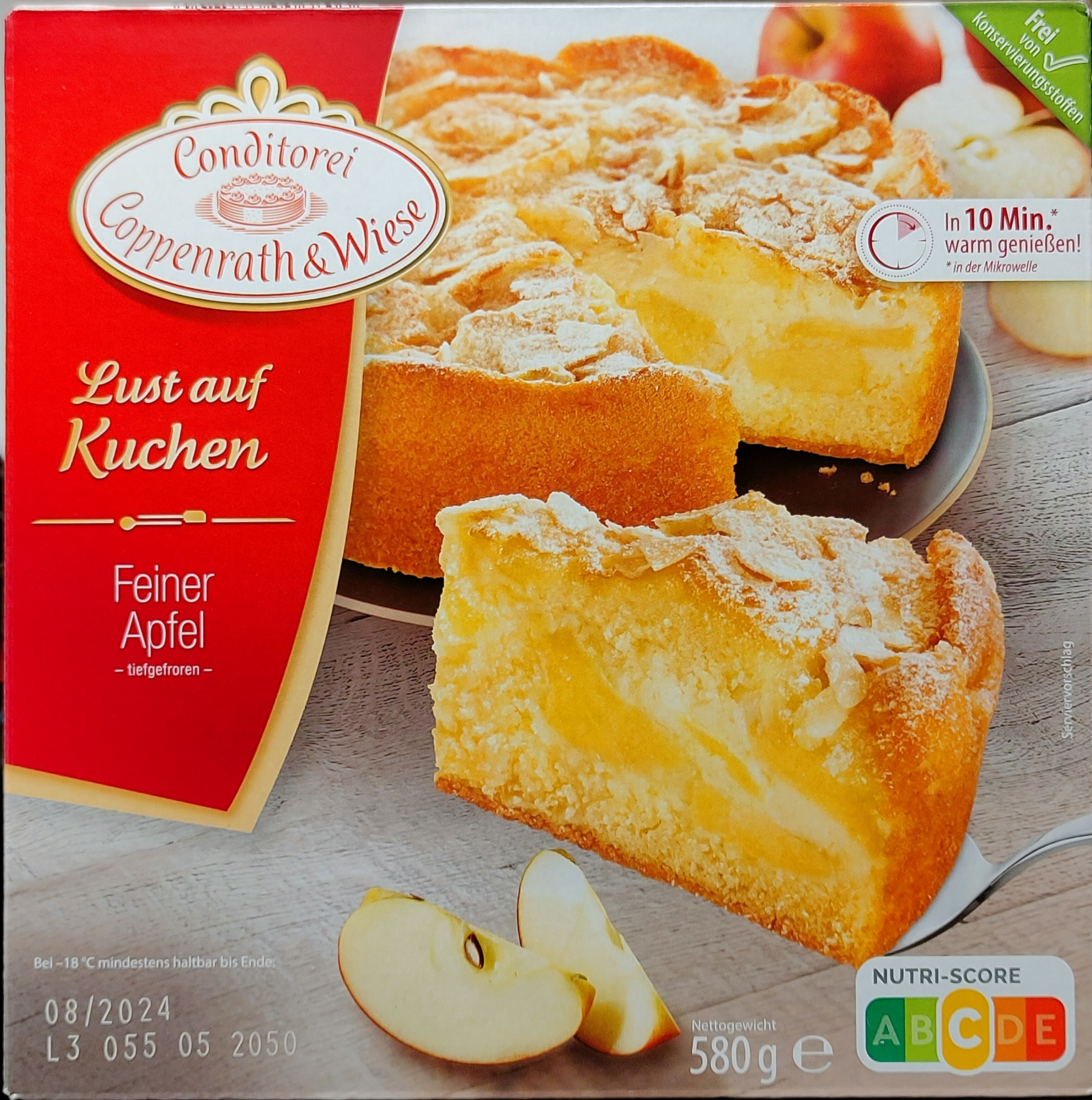 ALDI Coppenrath & Wiese Lust auf Kuchen - Feiner Apfel 580g 3.49€ 1kg 6.02€