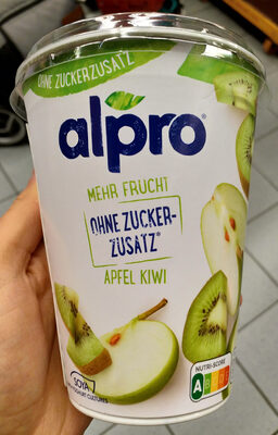 Alpro Soja-Joghurtalternative Apfel-Kiwi, mit mehr Frucht und ohne Zuckerzusatz, 400 g